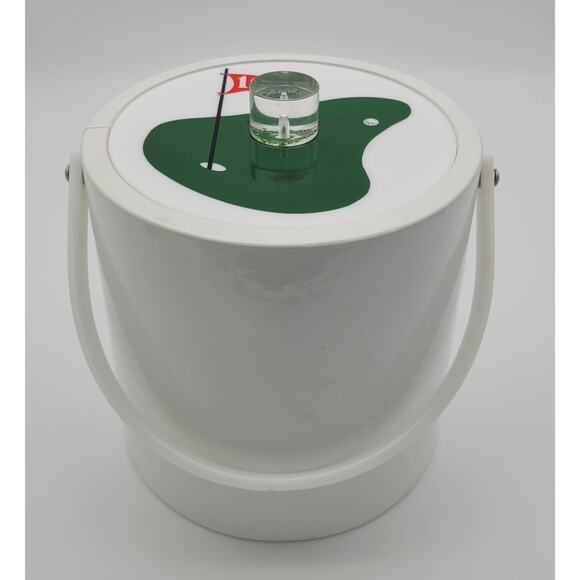 Vintage Morgan 9" Vinyl Bucket Brigade 19th Golf Hole Ice Bucket w/ Handle USA - Picture 2 of 16